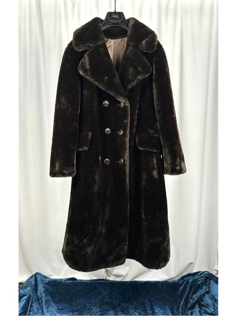 Vintage Borgana Faux Fur Coat Sportowne Brown Double Breasted Winter Coat